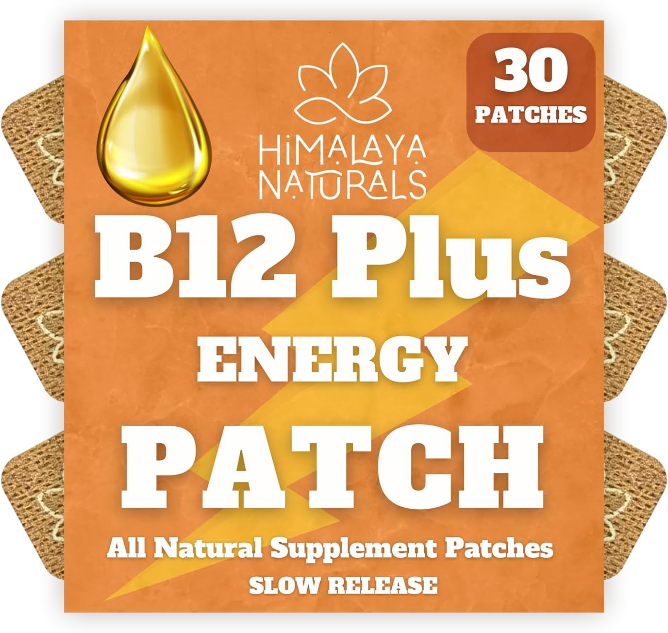Himalaya Naturals | B12 Energy Support Patch – Caffeine-Free, Time-Release Vitamin Patch for Daily Wellness & Focus
