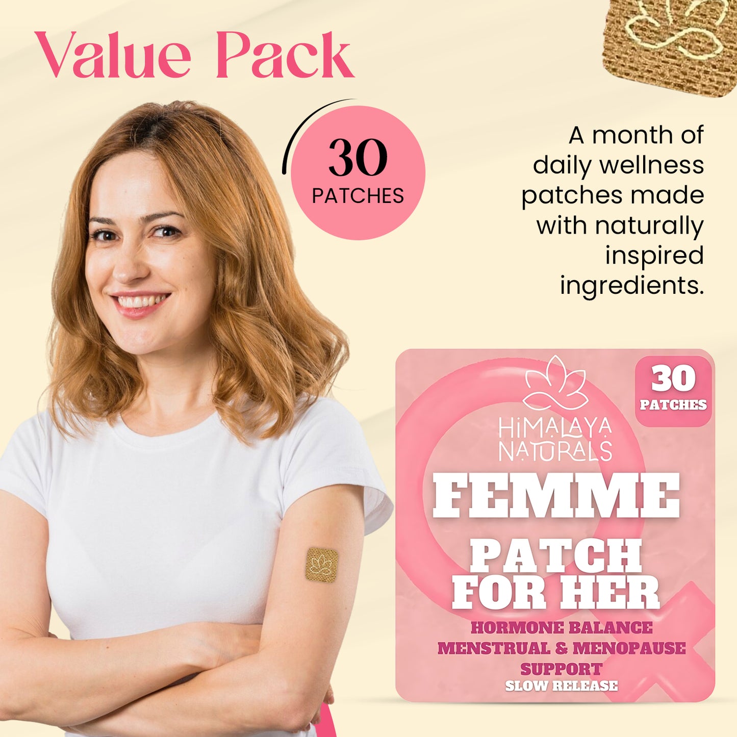 Discreet wearable herbal wellness patch for women – plant-powered daily support